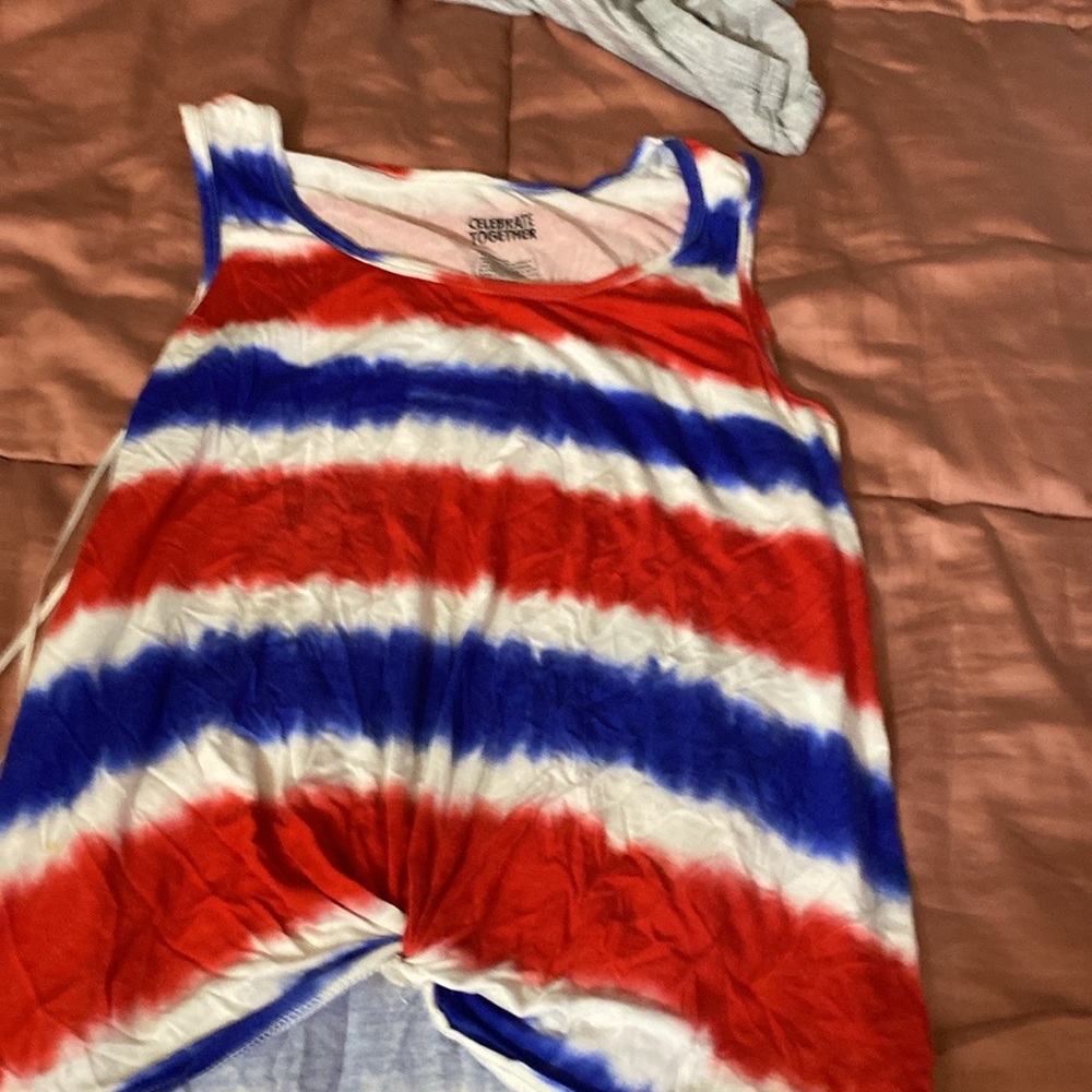 Red and Blue Ribbed Sleeveless Bodysuit